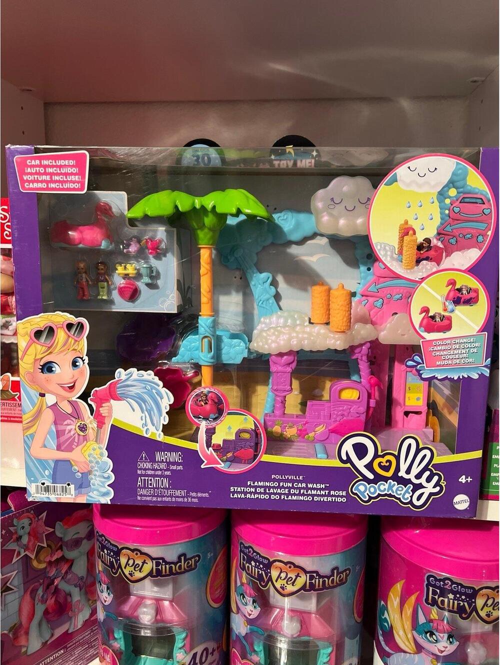 Polly Pocket flamingo fun carwash set